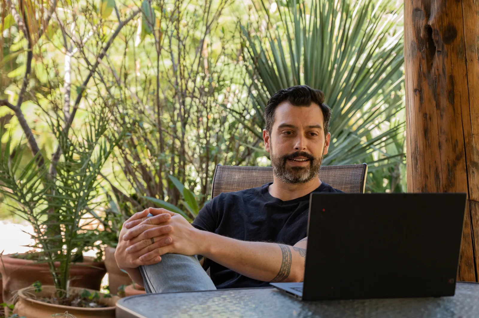 Brandon Brown, founder of Ignium Consulting, on a patio in New Orleans